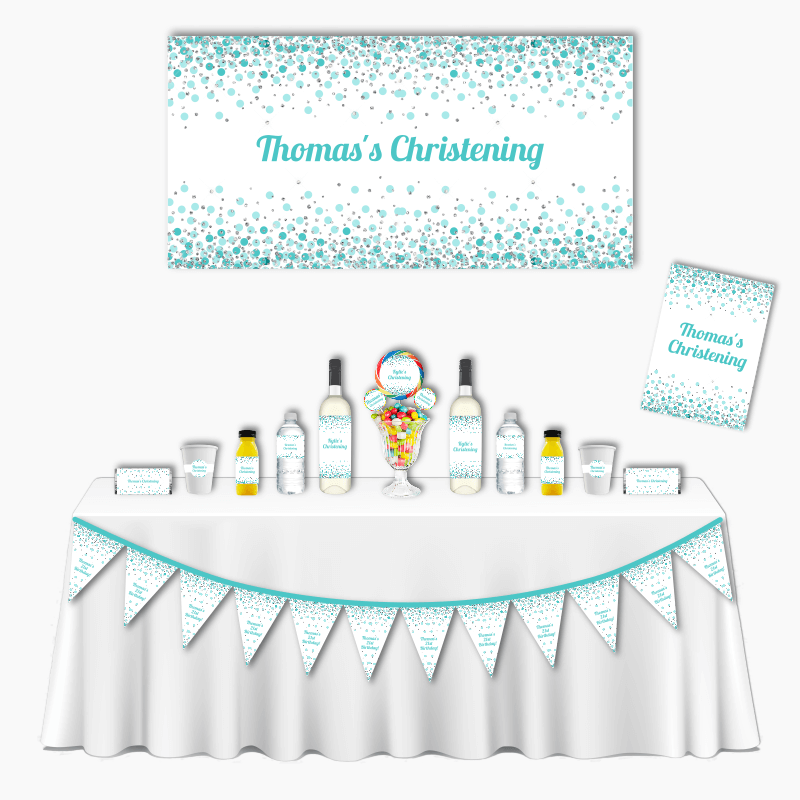 Personalised Green Confetti Deluxe Christening Pack