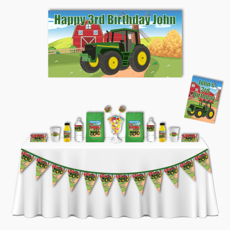 Personalised John Deere Tractor Deluxe Birthday Party Pack