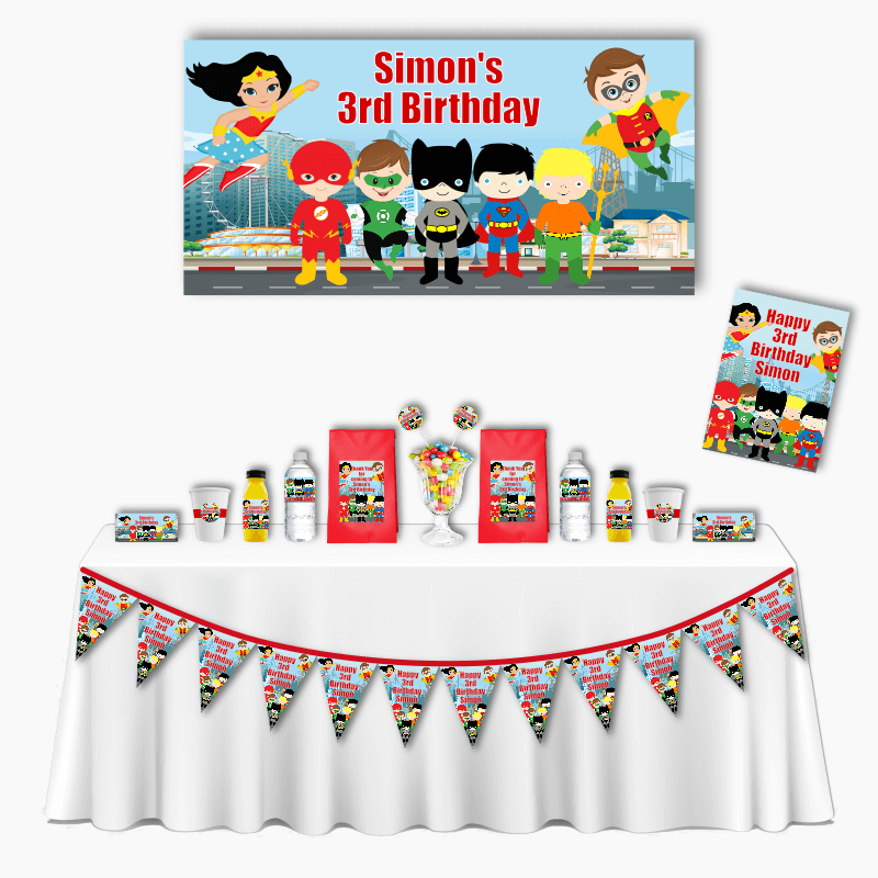 Personalised Little Superheroes Deluxe Party Pack