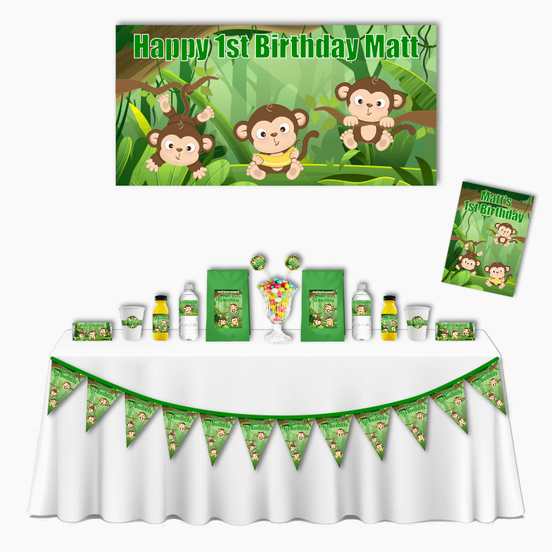 Personalised Monkey Deluxe Birthday Party Pack