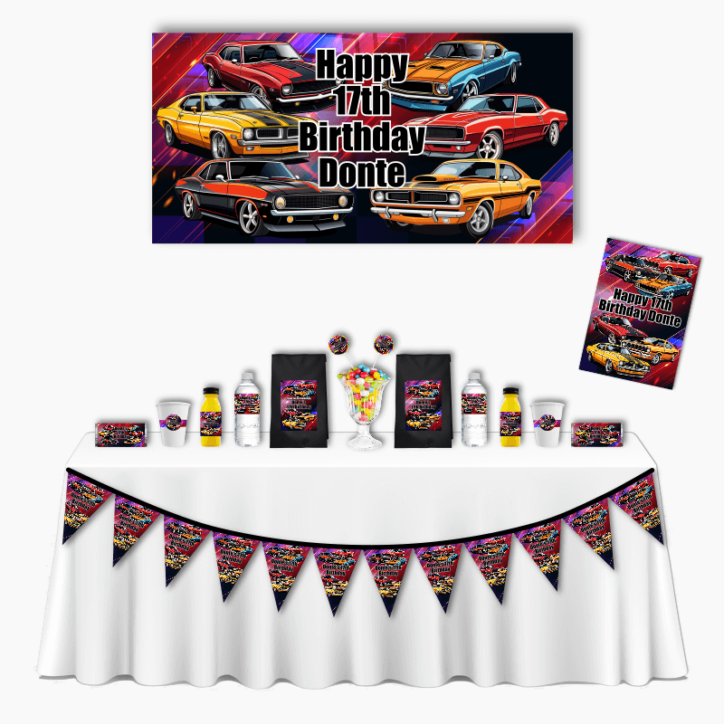 Personalised Muscle Cars Deluxe Birthday Party Pack