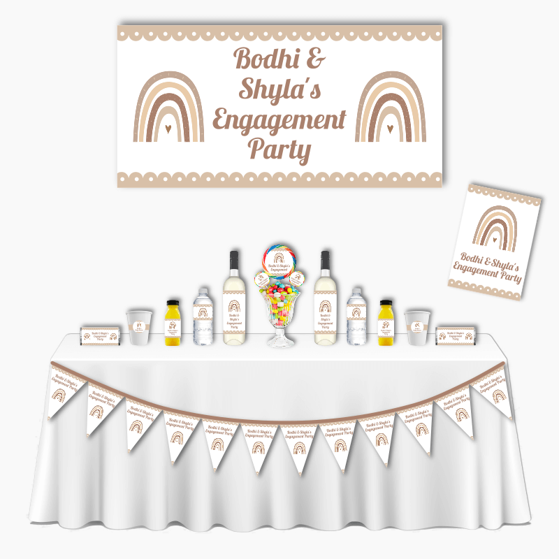 Personalised Neutral Boho Rainbow Deluxe Engagement Party Pack