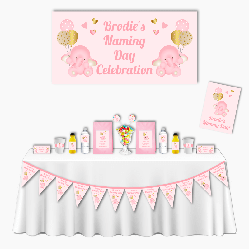 Personalised Pink Elephant Deluxe Naming Day Pack