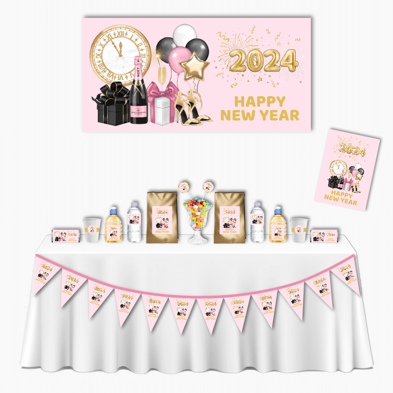 Pink, Black &amp; Gold Deluxe New Years Party Pack