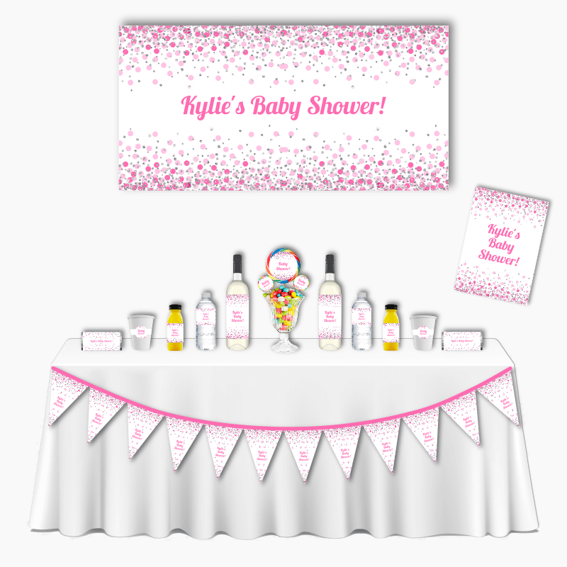 Personalised Pink Confetti Deluxe Baby Shower Pack