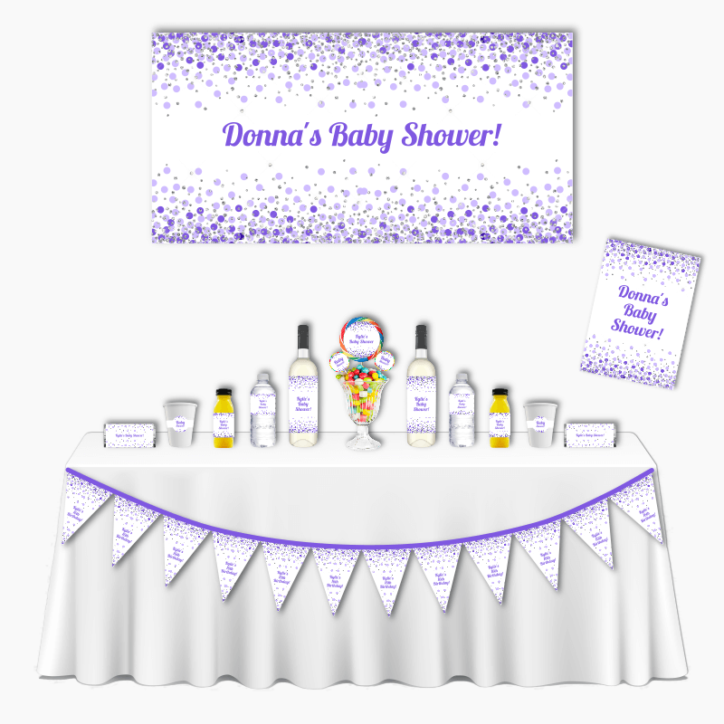 Personalised Purple Confetti Deluxe Baby Shower Pack