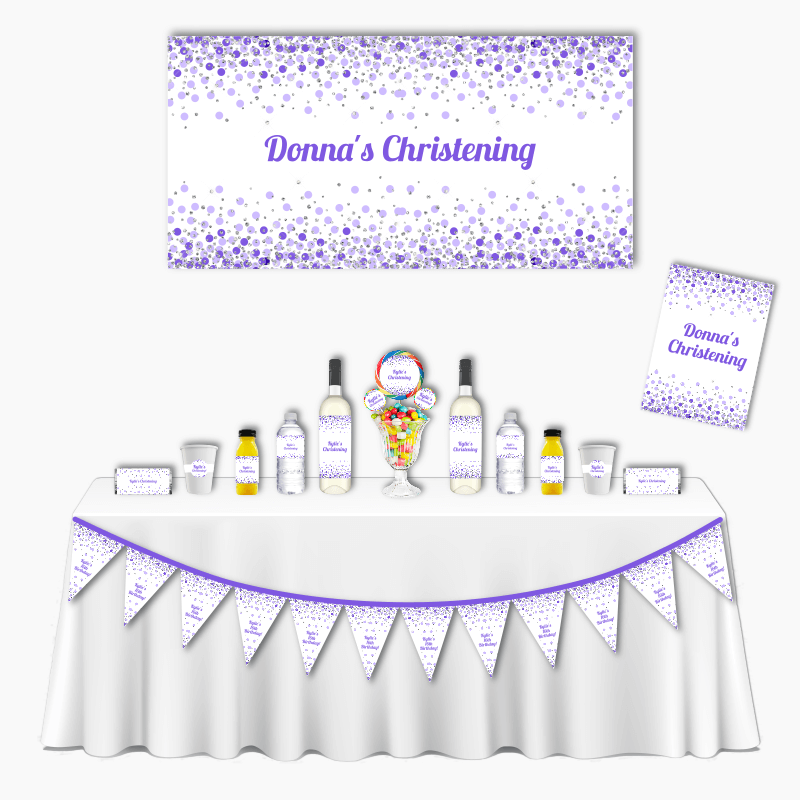 Personalised Purple Confetti Deluxe Christening Pack