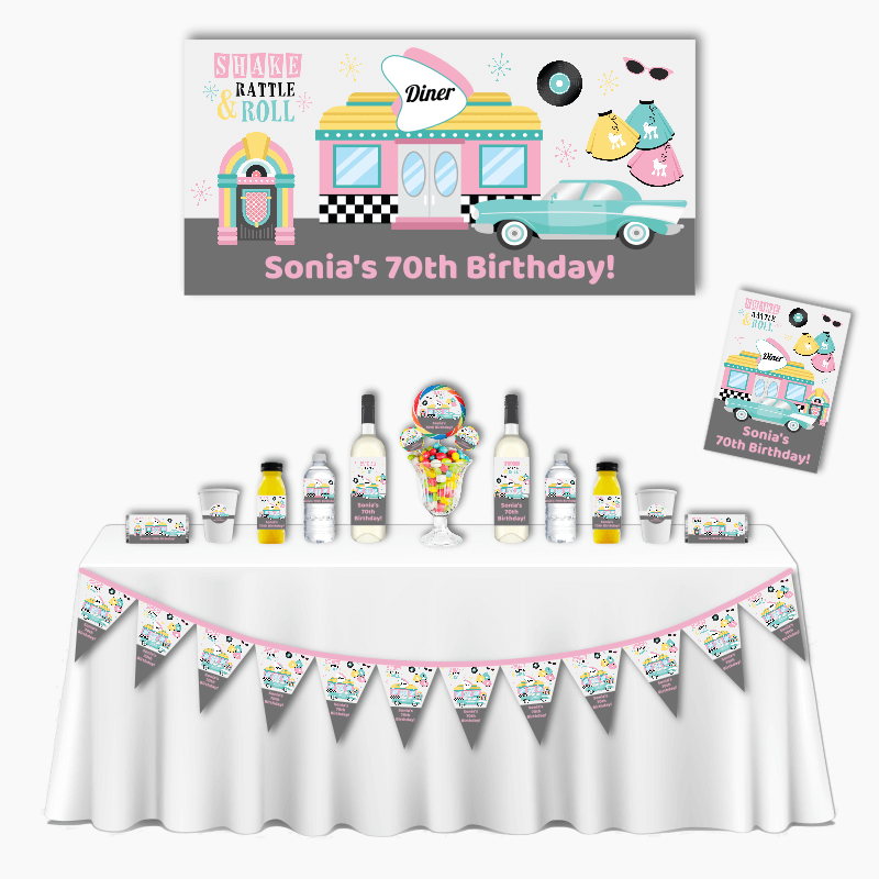 Personalised 1950s Rock &amp; Roll Deluxe Party Pack