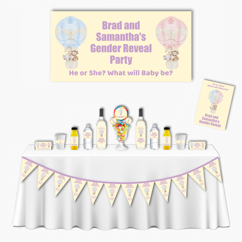 Personalised Safari Animals Gender Reveal Deluxe Party Pack