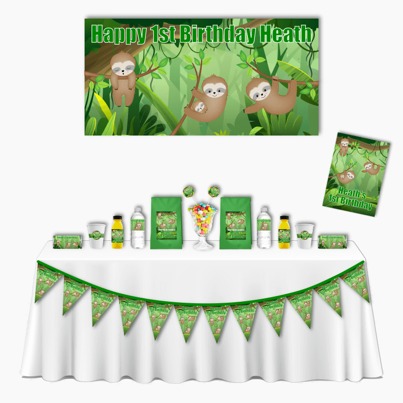 Personalised Sloth Deluxe Birthday Party Pack