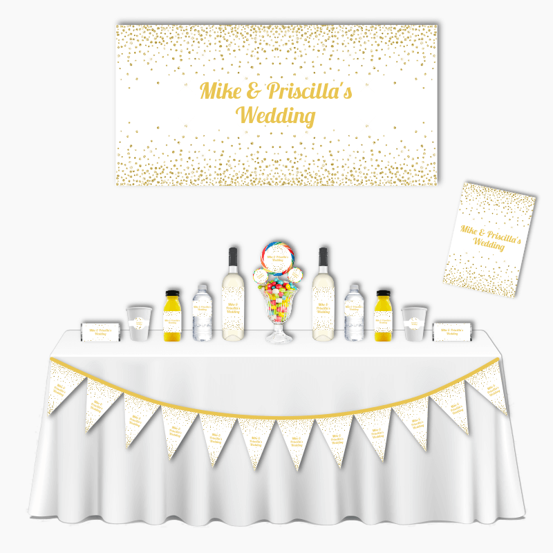 Personalised White &amp; Gold Confetti Deluxe Wedding Pack