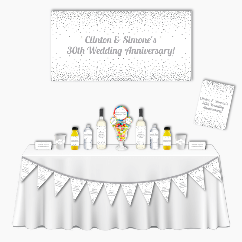 Personalised White &amp; Silver Confetti Deluxe Wedding Anniversary Pack