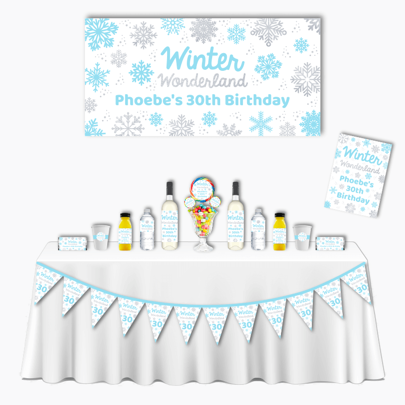 Personalised Blue Winter Wonderland Deluxe Party Pack
