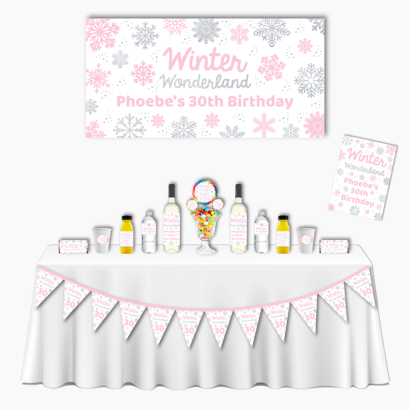 Personalised Pink Winter Wonderland Deluxe Party Pack
