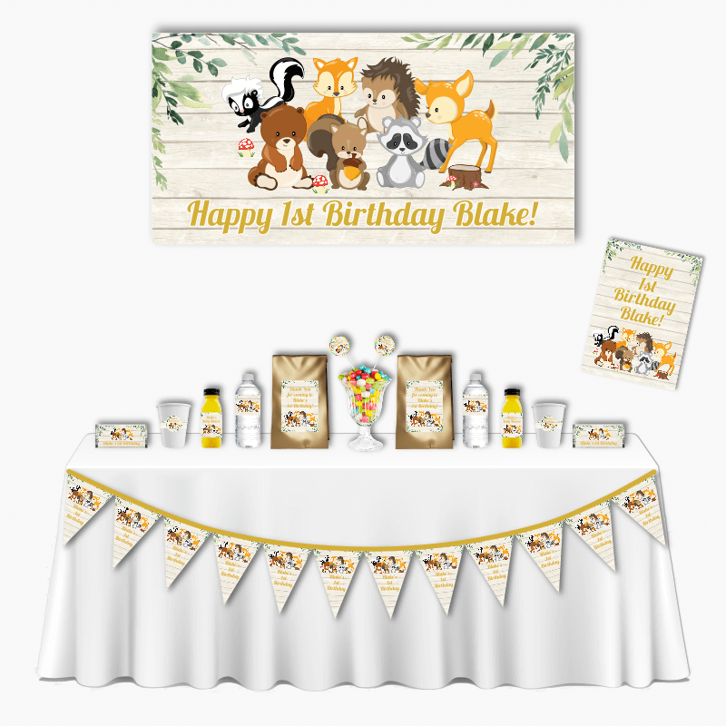 Personalised Woodland Animals Deluxe Birthday Party Pack