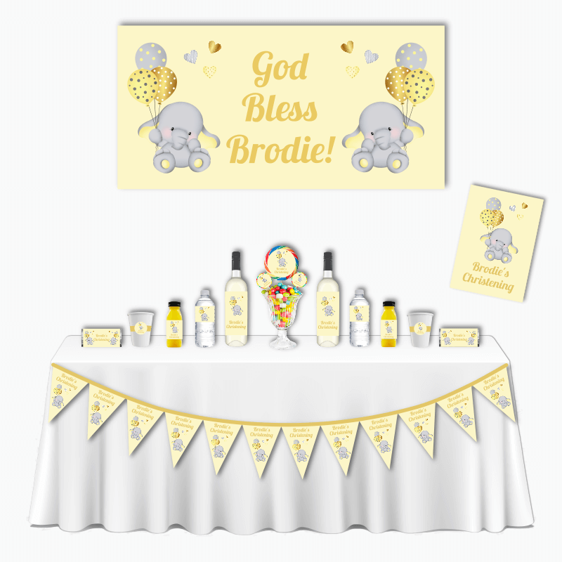 Personalised Yellow Elephant Deluxe Christening Pack