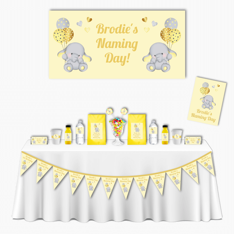 Personalised Yellow Elephant Deluxe Naming Day Pack