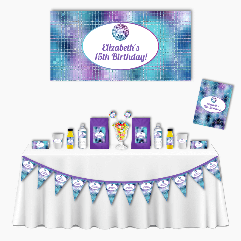 Personalised Disco Ball Deluxe Birthday Party Pack