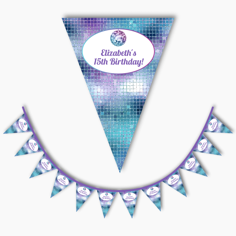 Personalised Disco Ball Birthday Party Flag Bunting