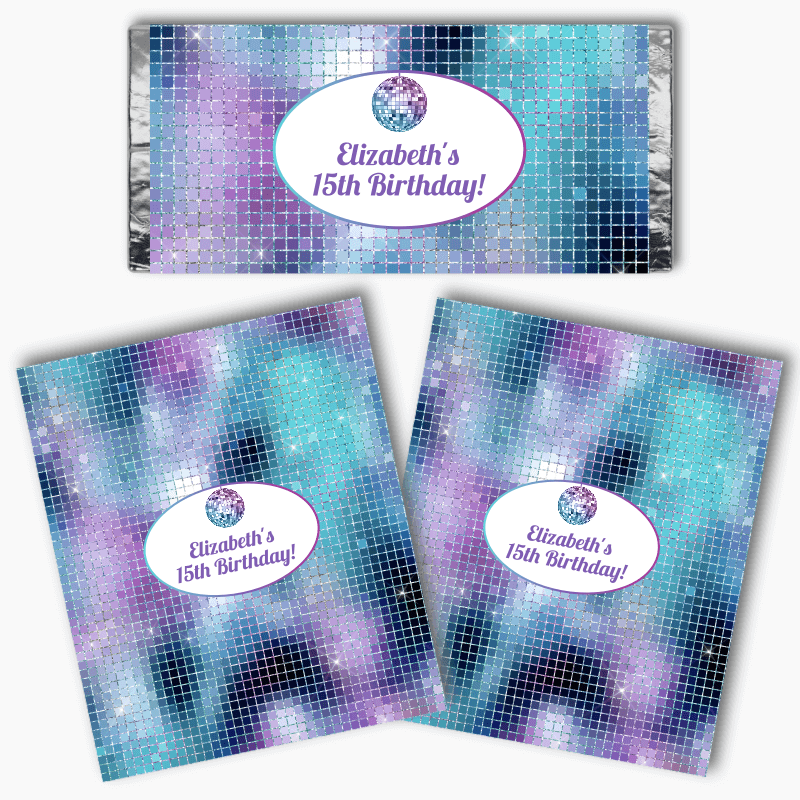Personalised Disco Ball Birthday Party Mini Chocolate Labels