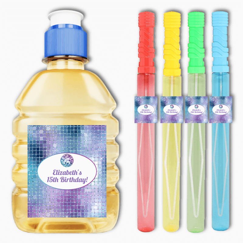 Personalised Disco Ball Birthday Party Rectangle Stickers