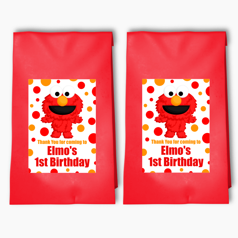 Personalised Elmo Party Bags &amp; Labels