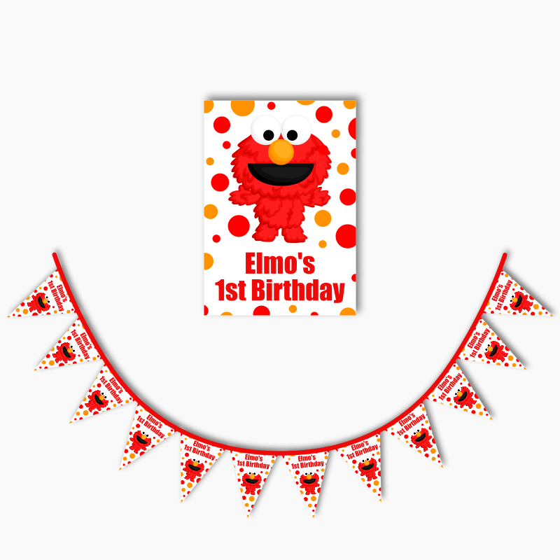 Personalised Elmo Party Poster &amp; Bunting Combo