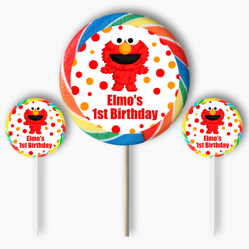 Personalised Elmo Birthday Party Round Stickers