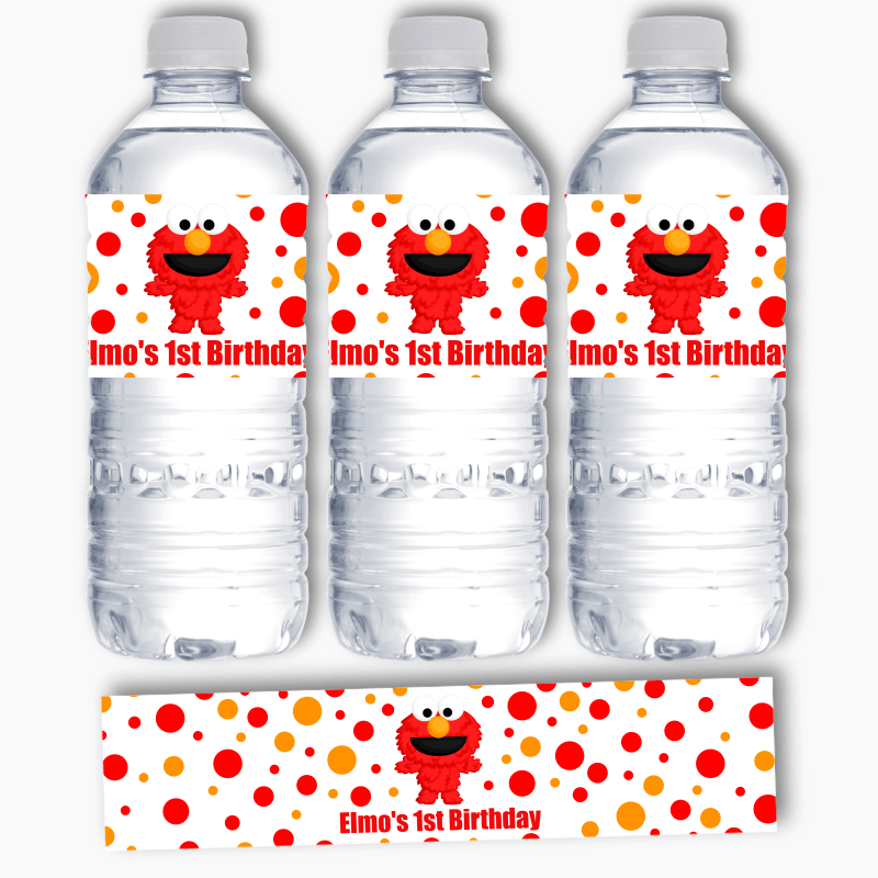 Personalised Elmo Party Water Labels