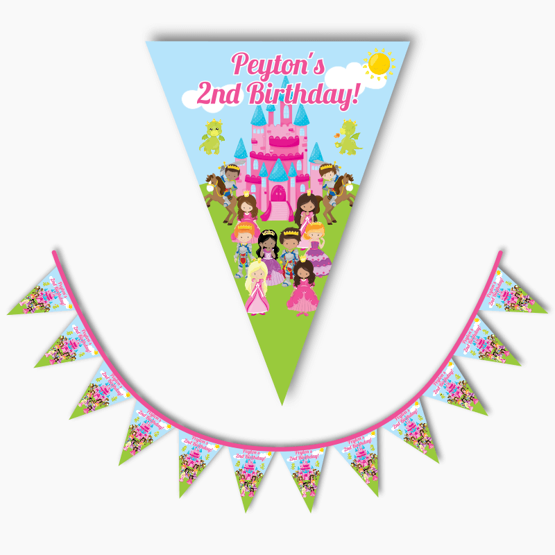Personalised Fairytale Princess Birthday Party Flag Bunting