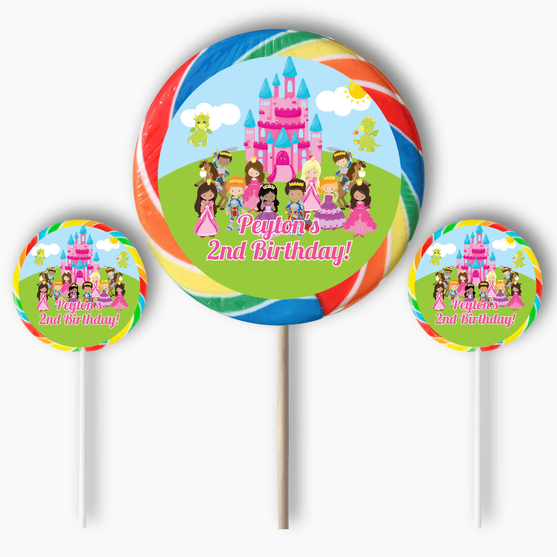 Personalised Fairytale Princess Birthday Party Round Stickers