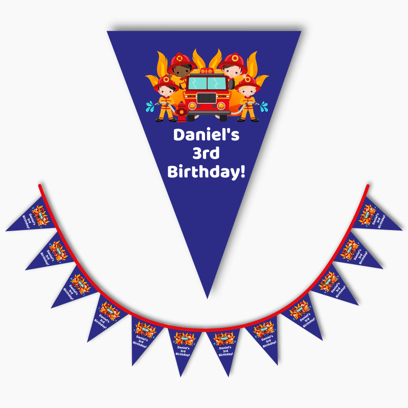 Personalised Firefighter Birthday Party Flag Bunting