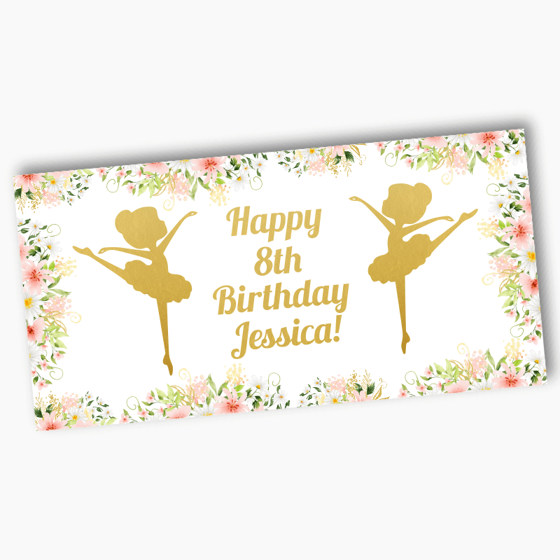 Personalised Floral Ballerina Birthday Party Banners