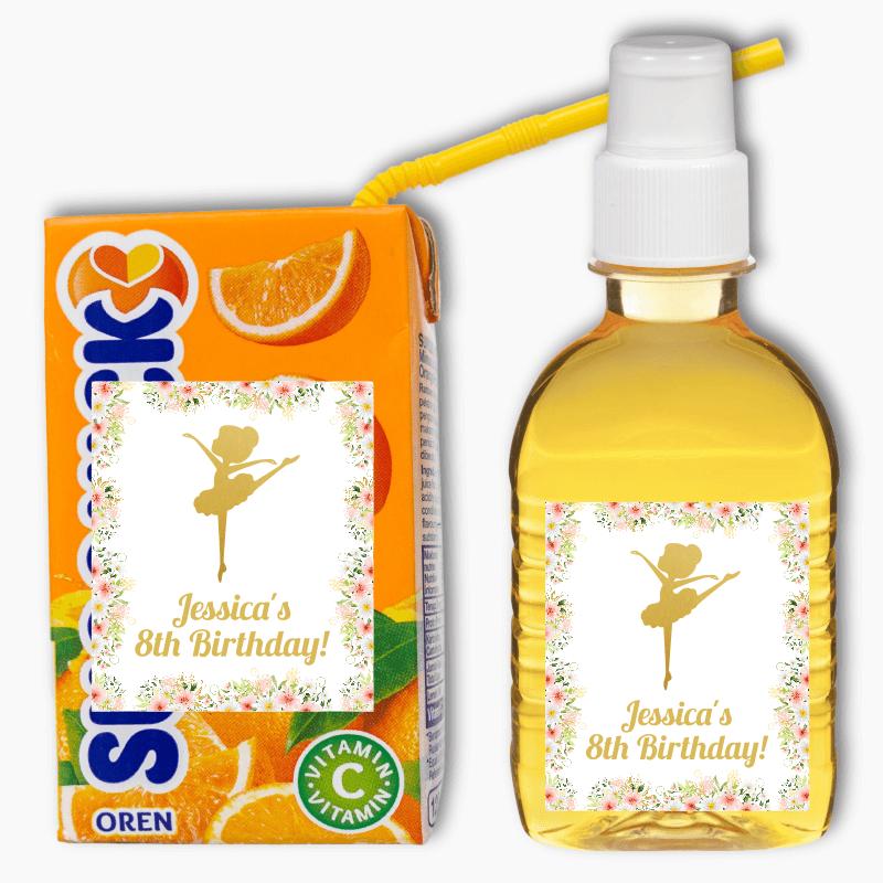 Floral Ballerina Party Rectangle Favour Stickers