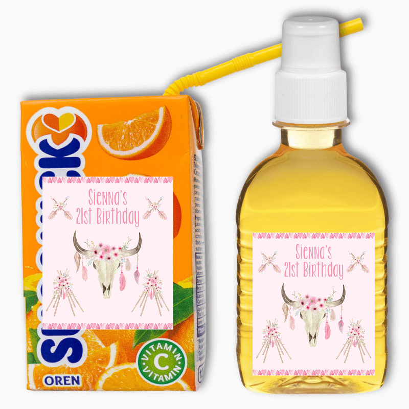 Floral Boho Skull & Teepees Party Rectangle Favour Stickers