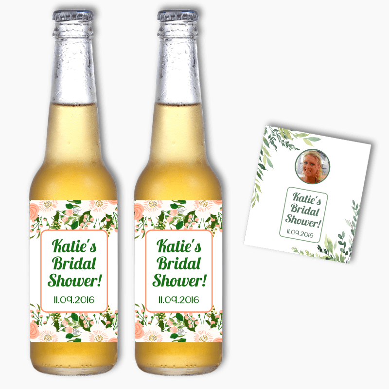 Personalised Floral Bridal Shower Beer Labels
