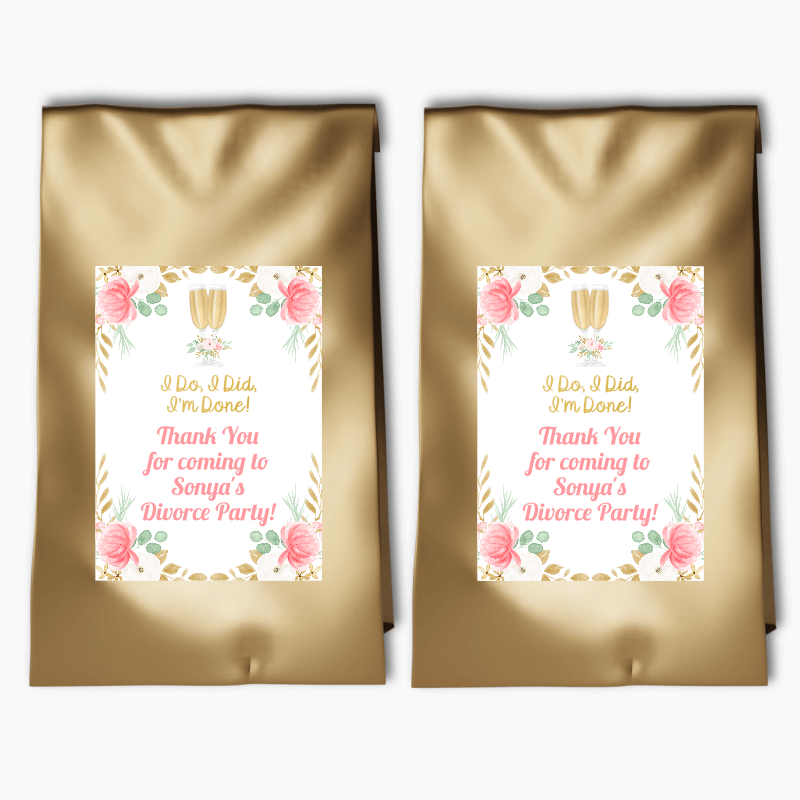 Personalised Floral Divorce Party Bags &amp; Labels