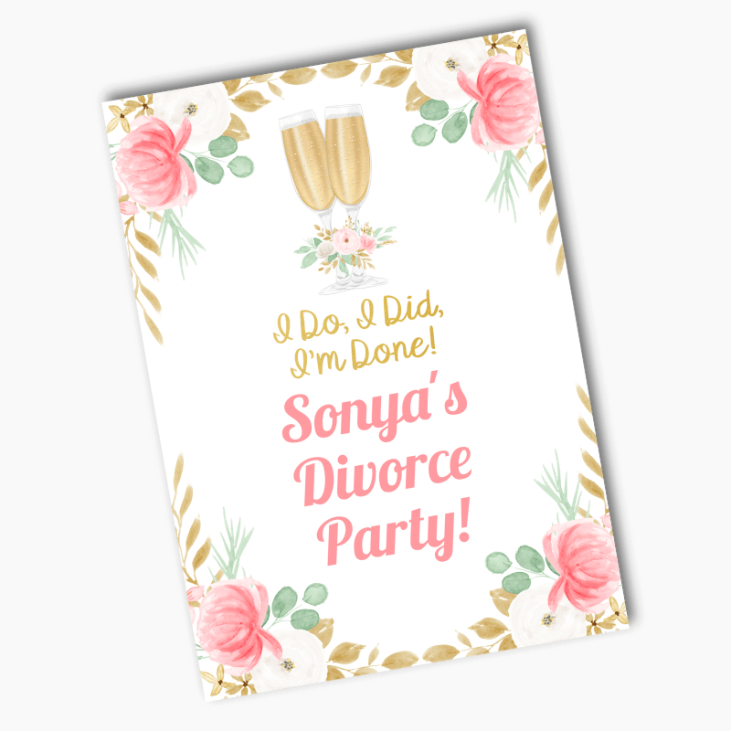 Personalised Floral Divorce Party Posters
