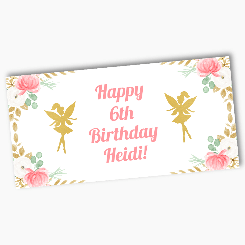 Personalised Floral Fairy Birthday Party Banners