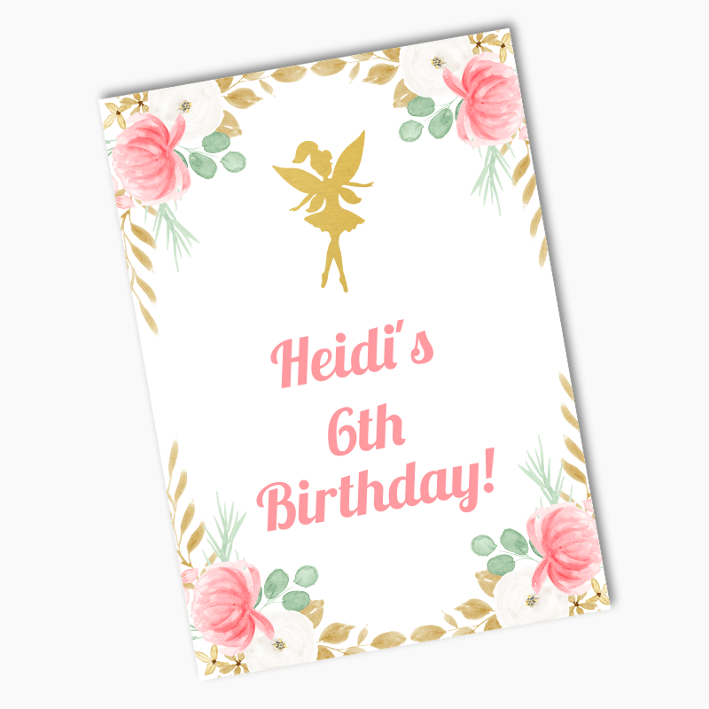 Personalised Floral Fairy Birthday Party Posters