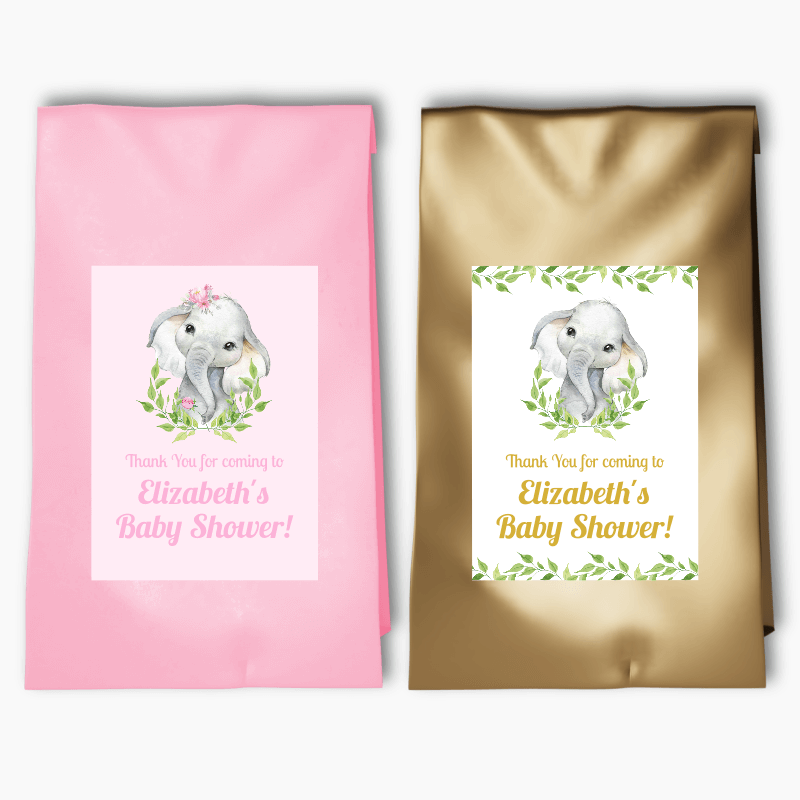 Personalised African Elephant Party Bags & Labels