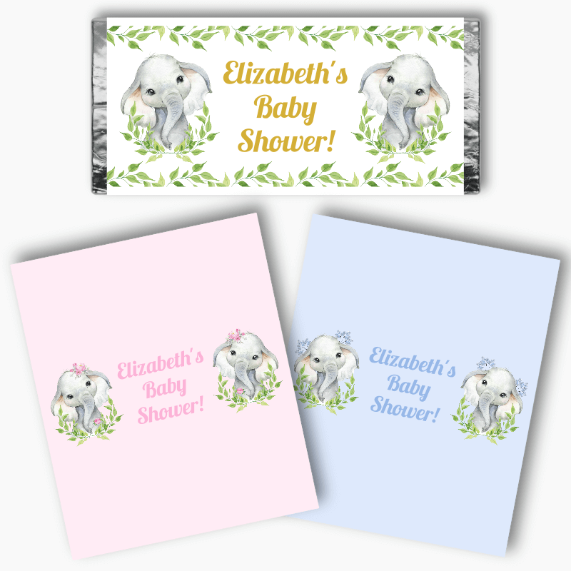 Personalised African Elephant Party Mini Chocolate Labels