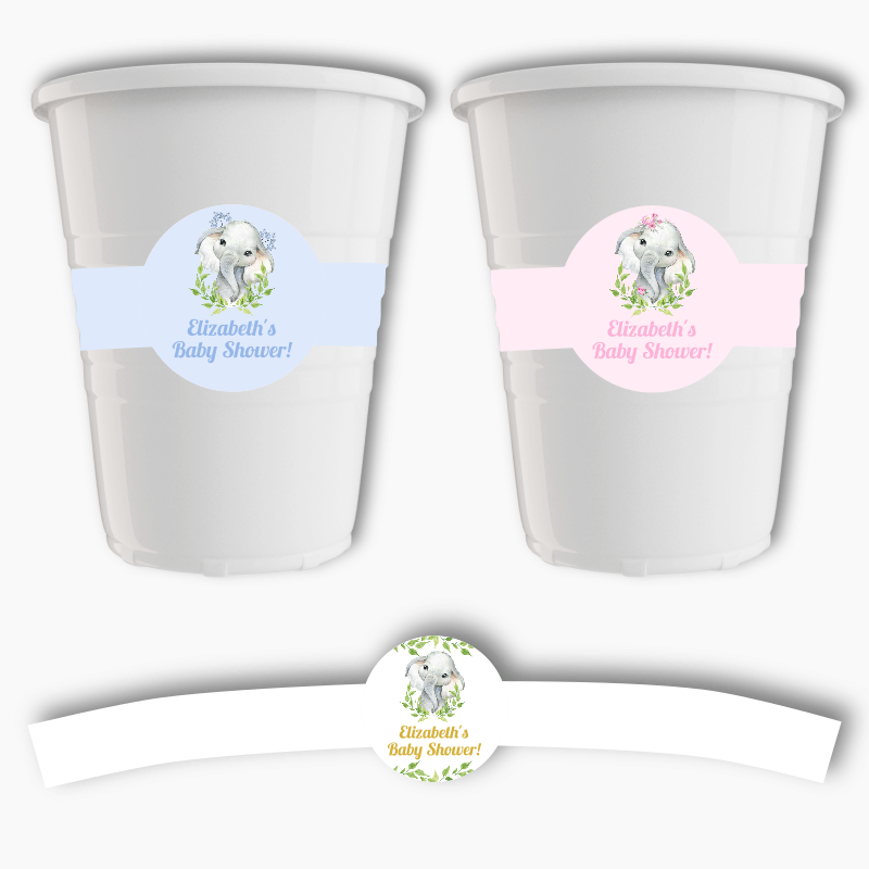 Personalised African Elephant Party Cup Stickers