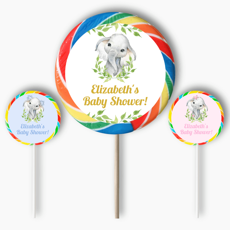 Personalised African Elephant Party Round Stickers