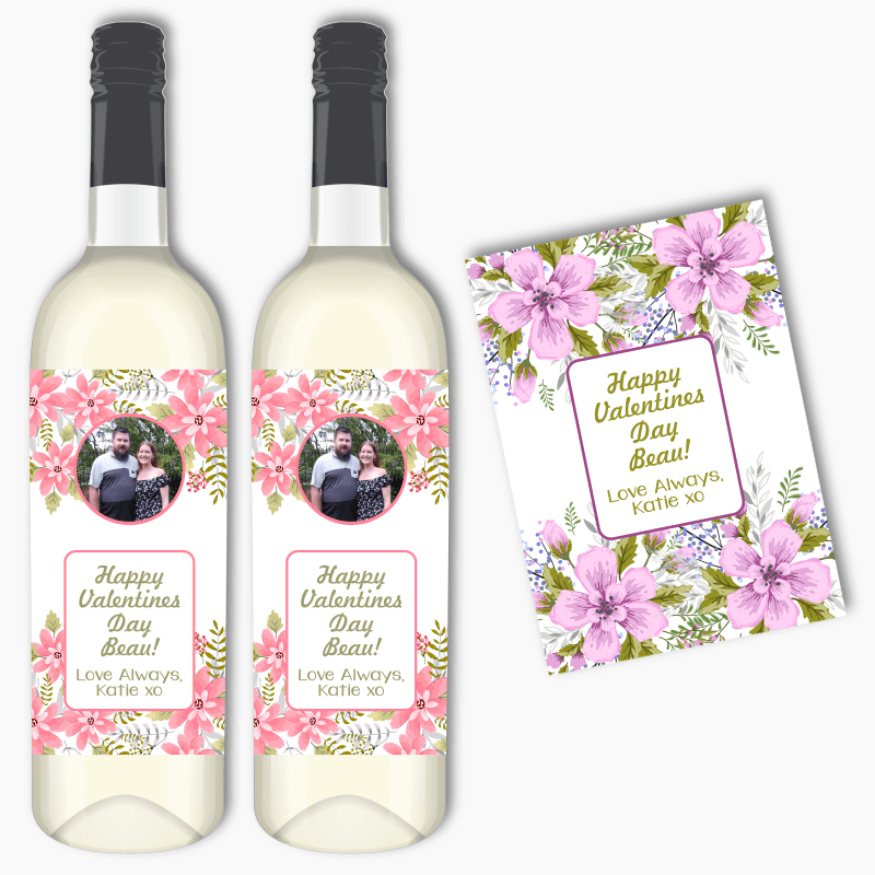 Floral Valentines Day Gift Wine Labels