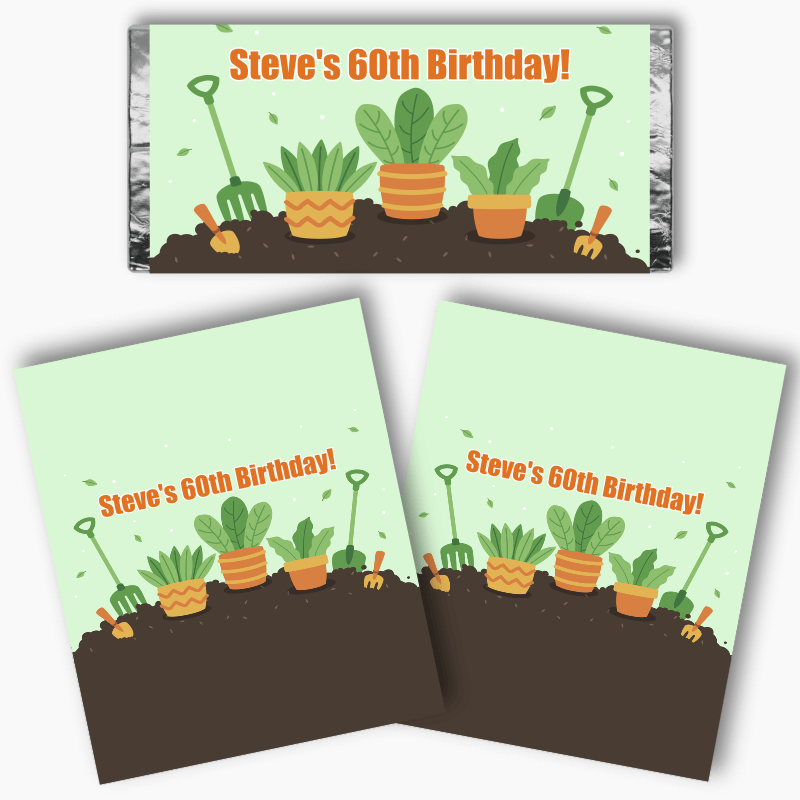 Personalised Gardening Party Mini Chocolate Labels