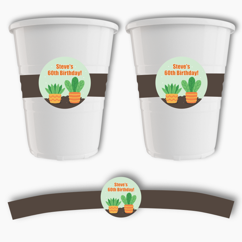 Personalised Gardening Party Cup Stickers