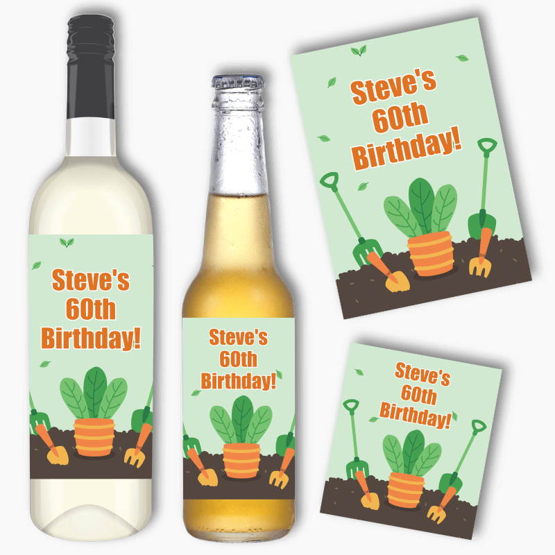 Personalised Gardening Wine & Beer Labels