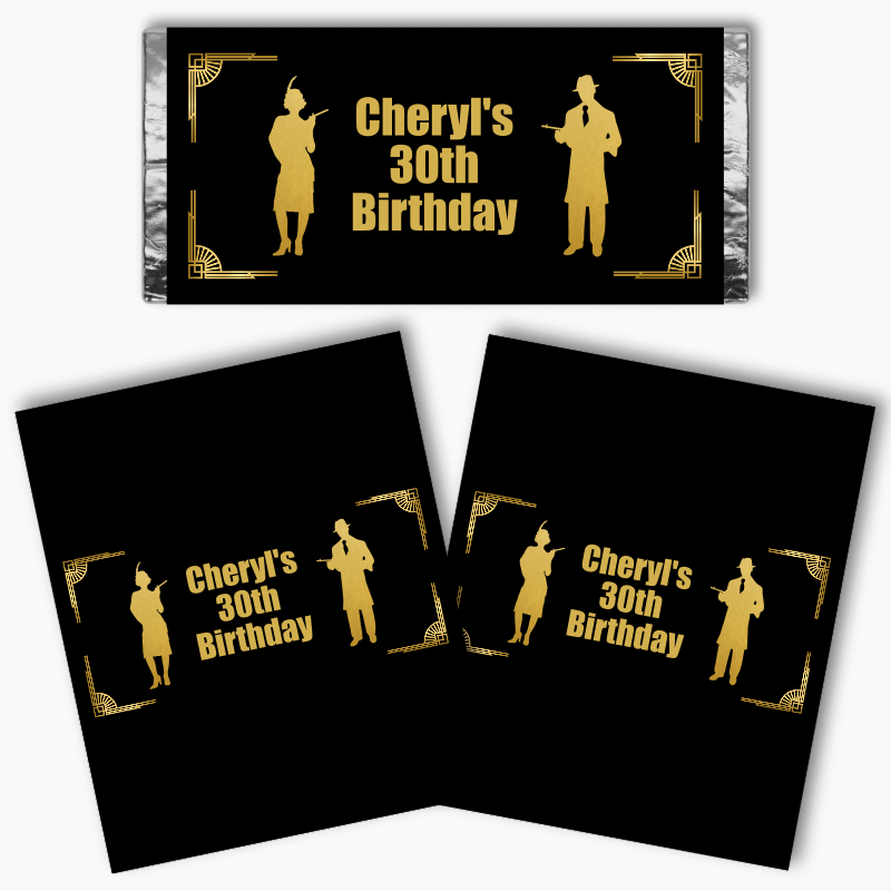 Personalised 1920s Gatsby & Gangster Party Mini Chocolate Labels
