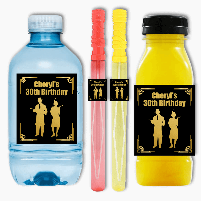 Gatsby 1920s Birthday Party Rectangle Favour Stickers